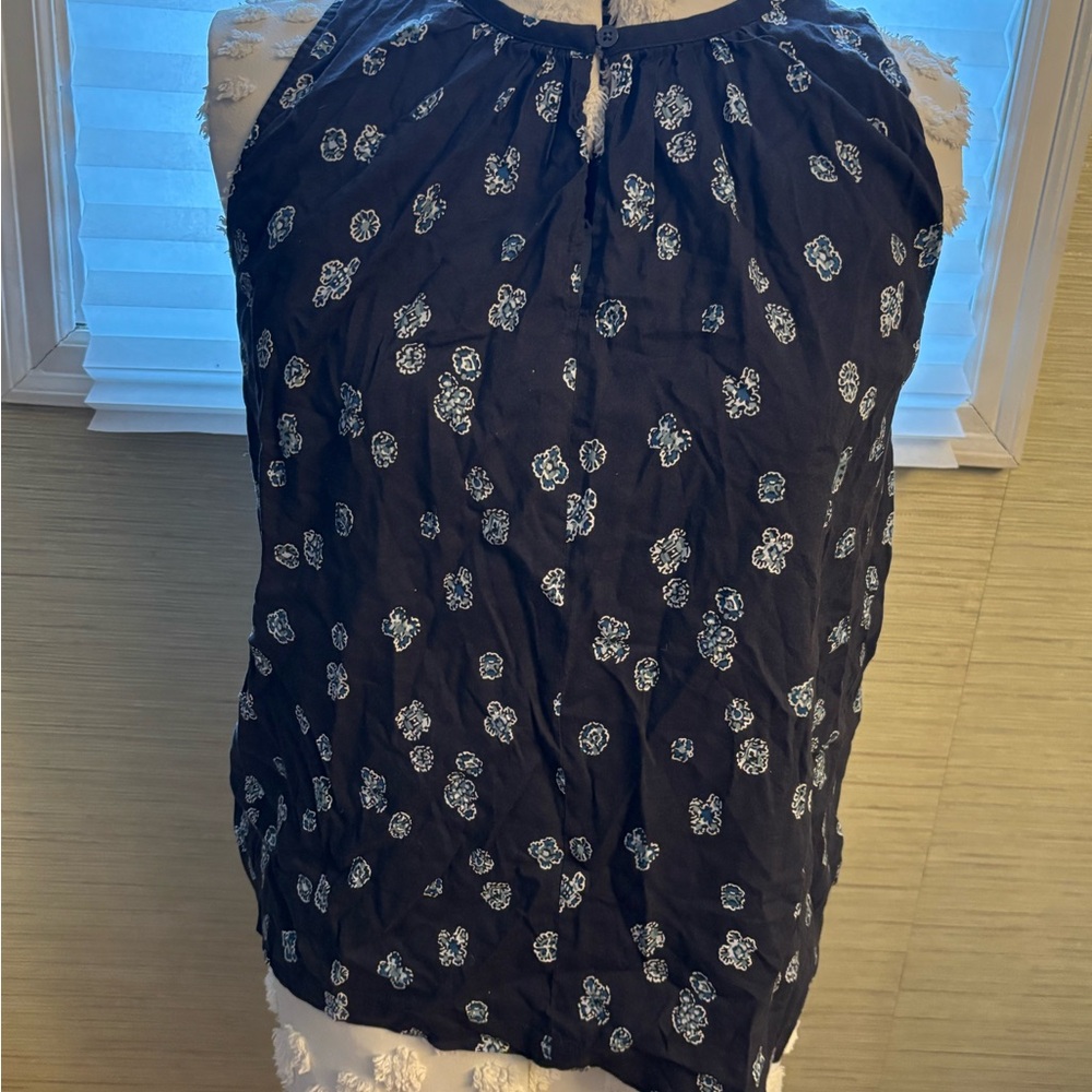 LOFT Navy Floral Print  Top